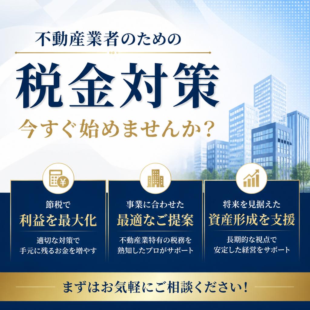 不動産業者のための税金対策、今すぐ始めませんか？