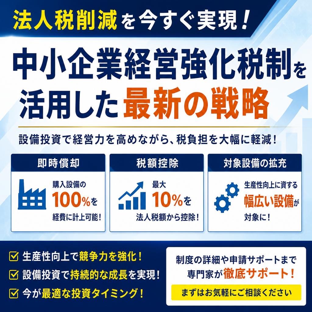 法人税削減を今すぐ実現！中小企業経営強化税制を活用した最新の戦略