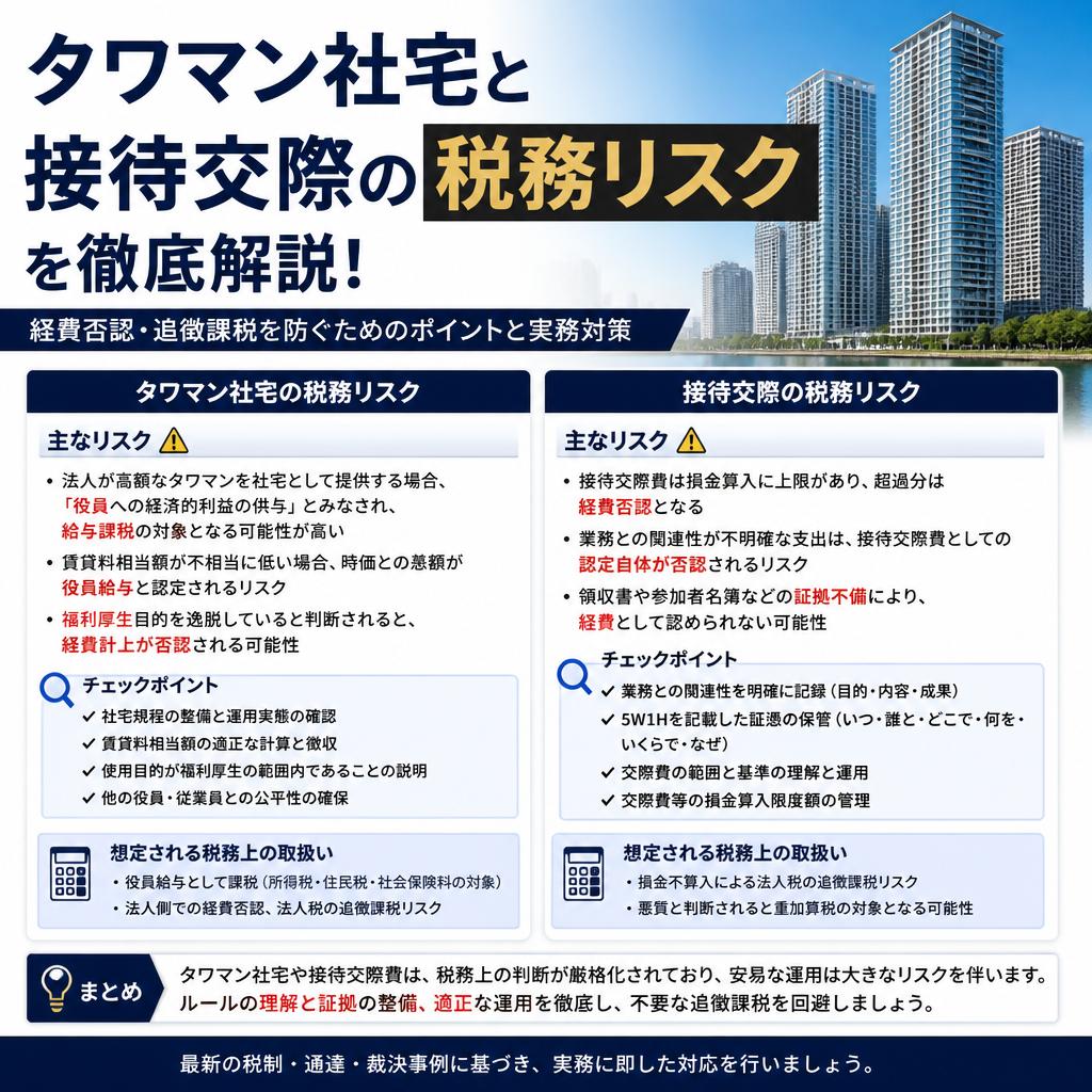 タワマン社宅と接待交際の税務リスクを徹底解説！