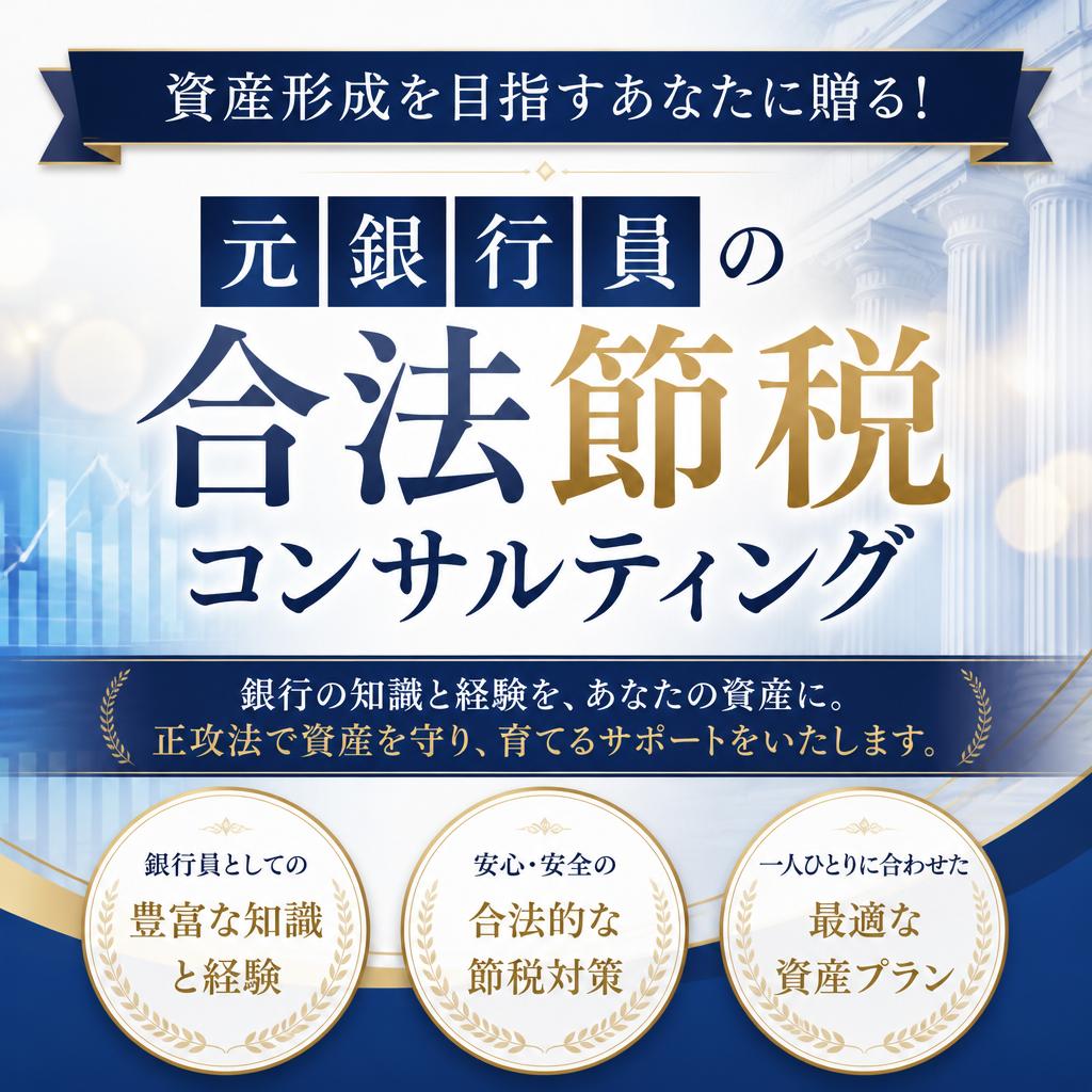 資産形成を目指すあなたに贈る！元銀行員の合法節税コンサルティング