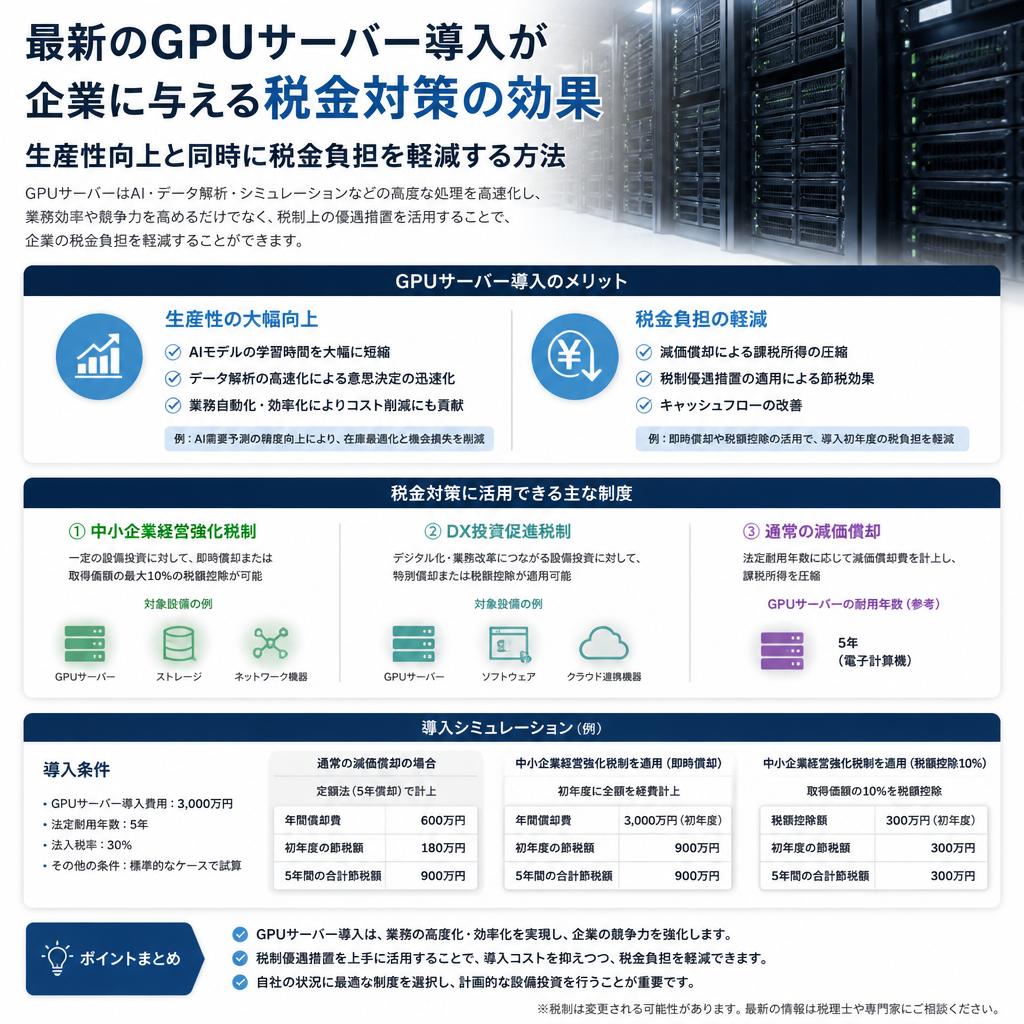GPUサーバー導入で実現する税金対策